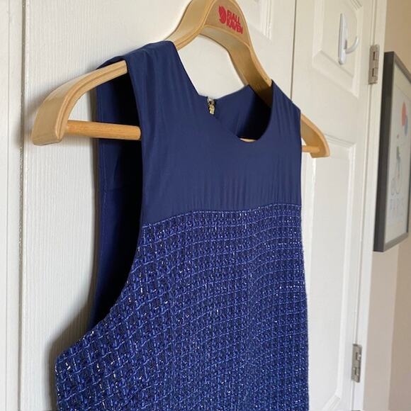 Boston Proper Dress Sleeveless Tweed & Striped Lined Classic Women's Size 8 NWOT - Picture 5 of 11